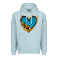 Blue Mist Gold Glitter Sunflower Blue Heart Premium Hoodie - Jasminsmagicworld