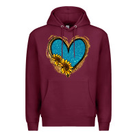 Burgundy Gold Glitter Sunflower Blue Heart Premium Hoodie - Jasminsmagicworld