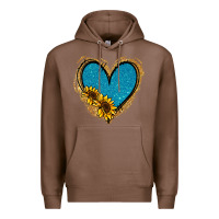 Chestnut Gold Glitter Sunflower Blue Heart Premium Hoodie - Jasminsmagicworld