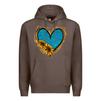 Coffee Gold Glitter Sunflower Blue Heart Premium Hoodie - Jasminsmagicworld