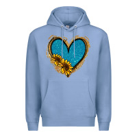 Colony Blue Gold Glitter Sunflower Blue Heart Premium Hoodie - Jasminsmagicworld