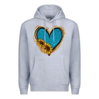 Heather Grey Gold Glitter Sunflower Blue Heart Premium Hoodie - Jasminsmagicworld