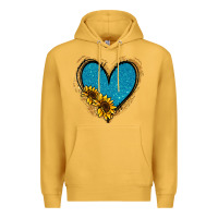 Mustard Gold Glitter Sunflower Blue Heart Premium Hoodie - Jasminsmagicworld