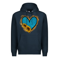 Navy Gold Glitter Sunflower Blue Heart Premium Hoodie - Jasminsmagicworld