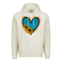Oatmeal Heather Gold Glitter Sunflower Blue Heart Premium Hoodie - Jasminsmagicworld
