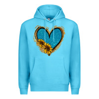 Ocean Blue Gold Glitter Sunflower Blue Heart Premium Hoodie - Jasminsmagicworld