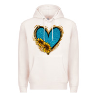 Pale Pink Gold Glitter Sunflower Blue Heart Premium Hoodie - Jasminsmagicworld