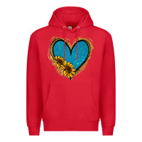 Red Gold Glitter Sunflower Blue Heart Premium Hoodie - Jasminsmagicworld