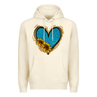 Sandshell Gold Glitter Sunflower Blue Heart Premium Hoodie - Jasminsmagicworld
