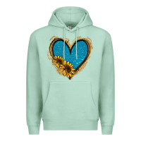 Seafoam Gold Glitter Sunflower Blue Heart Premium Hoodie - Jasminsmagicworld
