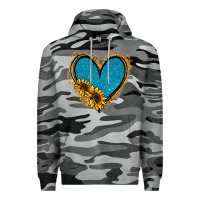 Slate Camo Gold Glitter Sunflower Blue Heart Premium Hoodie - Jasminsmagicworld