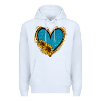 White Gold Glitter Sunflower Blue Heart Premium Hoodie - Jasminsmagicworld