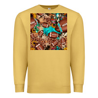 Antique Gold football cactus sunflower seamless pattern Premium Sweatshirt - JahusDesignShop