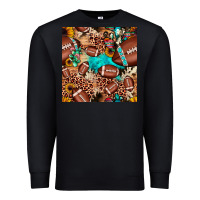 Black football cactus sunflower seamless pattern Premium Sweatshirt - JahusDesignShop