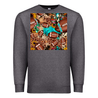 Charcoal Heather football cactus sunflower seamless pattern Premium Sweatshirt - JahusDesignShop