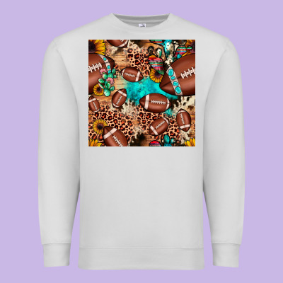 Football Cactus Sunflower Seamless Pattern Premium Sweatshirt Designed By Jahusdesignshop