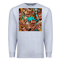 Heather Grey football cactus sunflower seamless pattern Premium Sweatshirt - JahusDesignShop