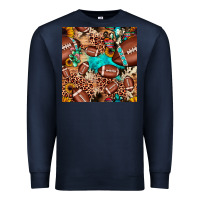 Navy football cactus sunflower seamless pattern Premium Sweatshirt - JahusDesignShop