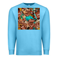 Ocean Blue football cactus sunflower seamless pattern Premium Sweatshirt - JahusDesignShop