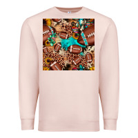 Pale Pink football cactus sunflower seamless pattern Premium Sweatshirt - JahusDesignShop
