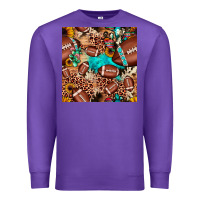 Purple football cactus sunflower seamless pattern Premium Sweatshirt - JahusDesignShop