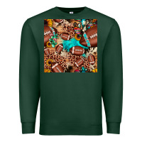 Sports Green football cactus sunflower seamless pattern Premium Sweatshirt - JahusDesignShop
