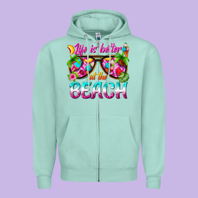 Life Is Better At The Beach Zipper Hoodie Designed By Texasbilliewilder