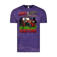 Cloud Purple just a boy who loves tractors red tractor Vintage Tee - BarkalooDesign