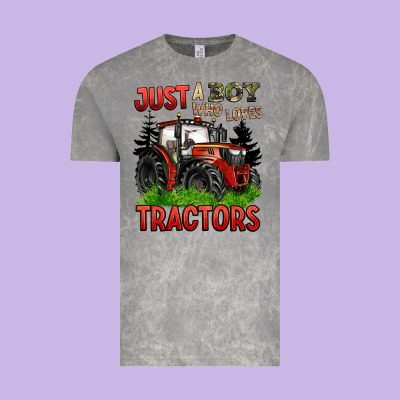 Just A Boy Who Loves Tractors Red Tractor Vintage Tee Designed By Barkaloodesign