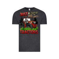 Vintage Black just a boy who loves tractors red tractor Vintage Tee - BarkalooDesign