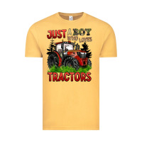 Vintage Mustard just a boy who loves tractors red tractor Vintage Tee - BarkalooDesign