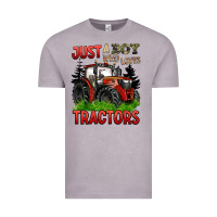 Vintage Zinc just a boy who loves tractors red tractor Vintage Tee - BarkalooDesign
