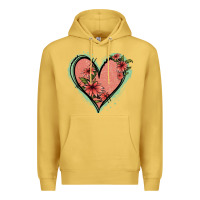 Antique Gold Pink Glitter Floral Heart Premium Hoodie - Jasminsmagicworld