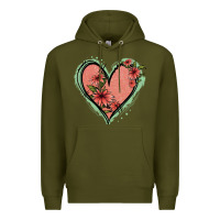 Army Green Pink Glitter Floral Heart Premium Hoodie - Jasminsmagicworld