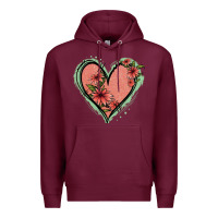 Burgundy Pink Glitter Floral Heart Premium Hoodie - Jasminsmagicworld