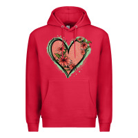 Cardinal Pink Glitter Floral Heart Premium Hoodie - Jasminsmagicworld
