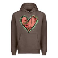 Coffee Pink Glitter Floral Heart Premium Hoodie - Jasminsmagicworld