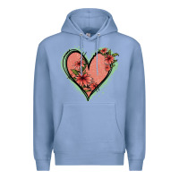 Colony Blue Pink Glitter Floral Heart Premium Hoodie - Jasminsmagicworld