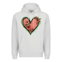 Dove Grey Pink Glitter Floral Heart Premium Hoodie - Jasminsmagicworld