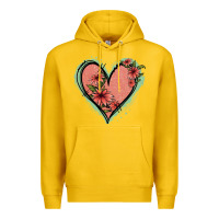 Lemon Pink Glitter Floral Heart Premium Hoodie - Jasminsmagicworld