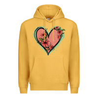 Mustard Pink Glitter Floral Heart Premium Hoodie - Jasminsmagicworld