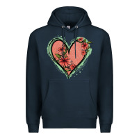 Navy Pink Glitter Floral Heart Premium Hoodie - Jasminsmagicworld