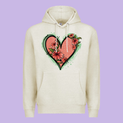 Pink Glitter Floral Heart Premium Hoodie Designed By Jasminsmagicworld