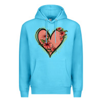Ocean Blue Pink Glitter Floral Heart Premium Hoodie - Jasminsmagicworld