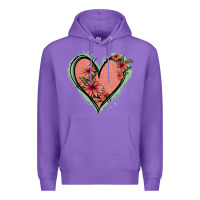 Purple Pink Glitter Floral Heart Premium Hoodie - Jasminsmagicworld