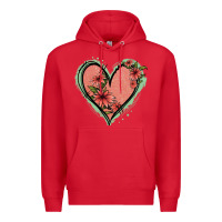 Red Pink Glitter Floral Heart Premium Hoodie - Jasminsmagicworld