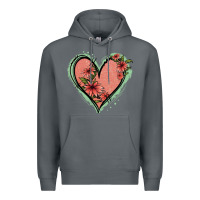 Rock Pink Glitter Floral Heart Premium Hoodie - Jasminsmagicworld