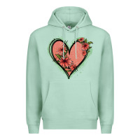 Seafoam Pink Glitter Floral Heart Premium Hoodie - Jasminsmagicworld