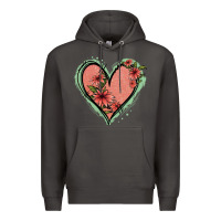 Smoke Pink Glitter Floral Heart Premium Hoodie - Jasminsmagicworld