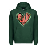 Sports Green Pink Glitter Floral Heart Premium Hoodie - Jasminsmagicworld